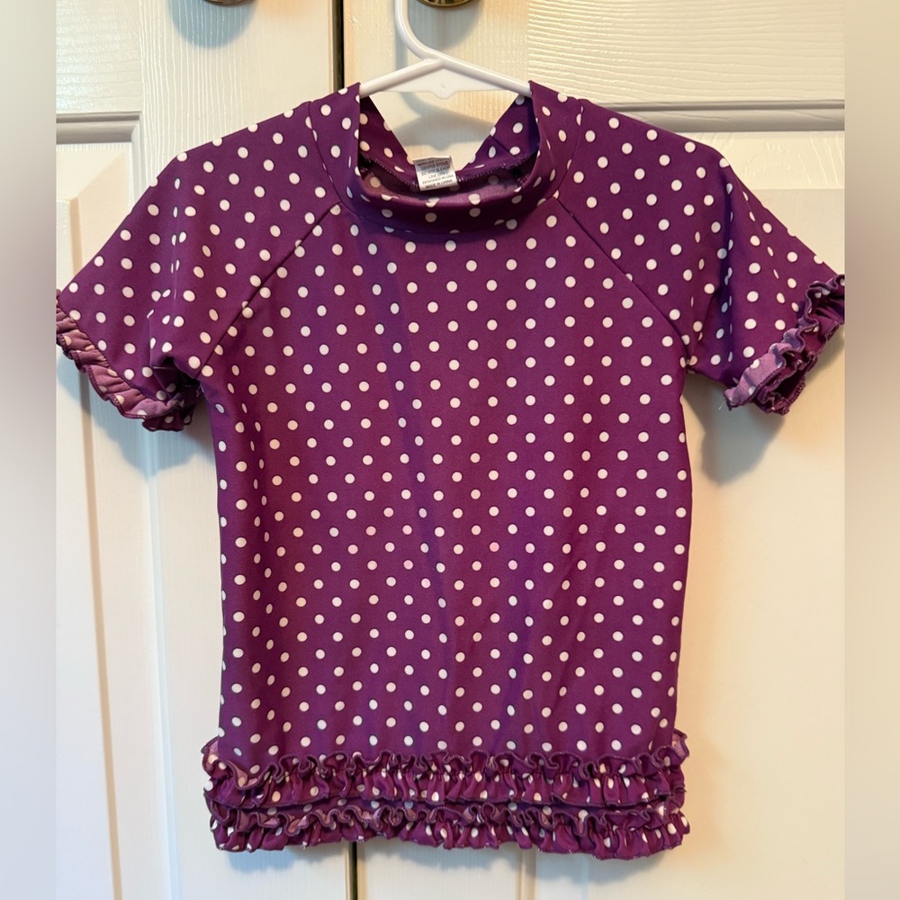 Ruffle Butts Purple Polka Dot Swim Shirt